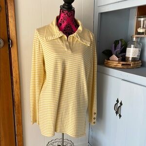 J. Jill Yellow and White Sweater with Timeless Elegance